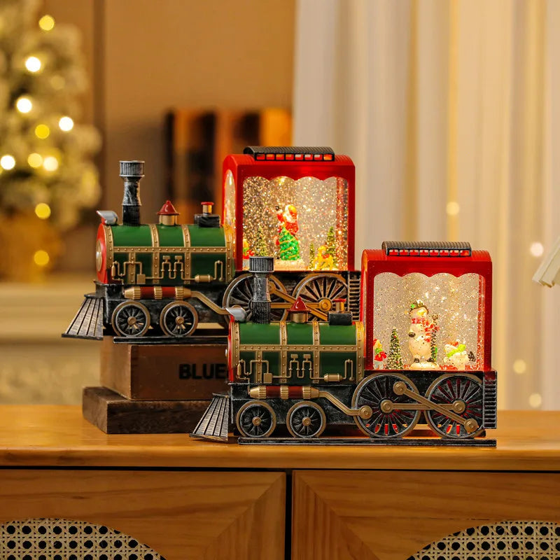 Christmas Train Ornaments – Holiday Table Decoration with Crystal Ball | Shopyye