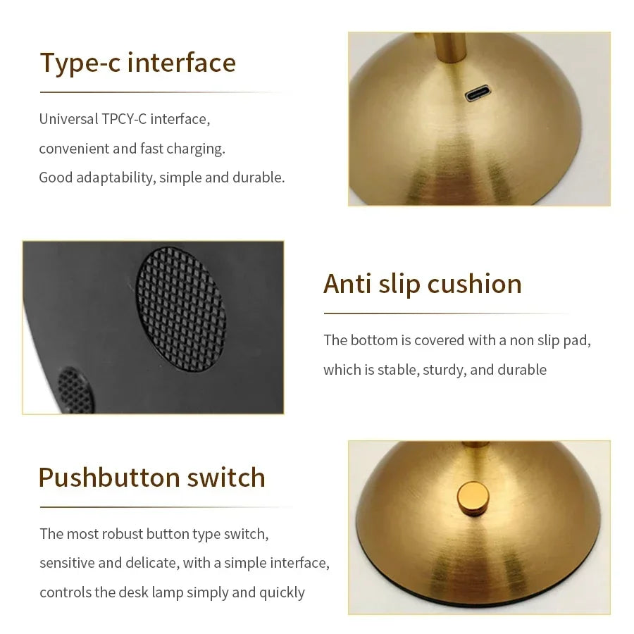 Dimmable LED Desktop Night Lamp – Touch Sensor, Rechargeable & Wireless | Shopyye