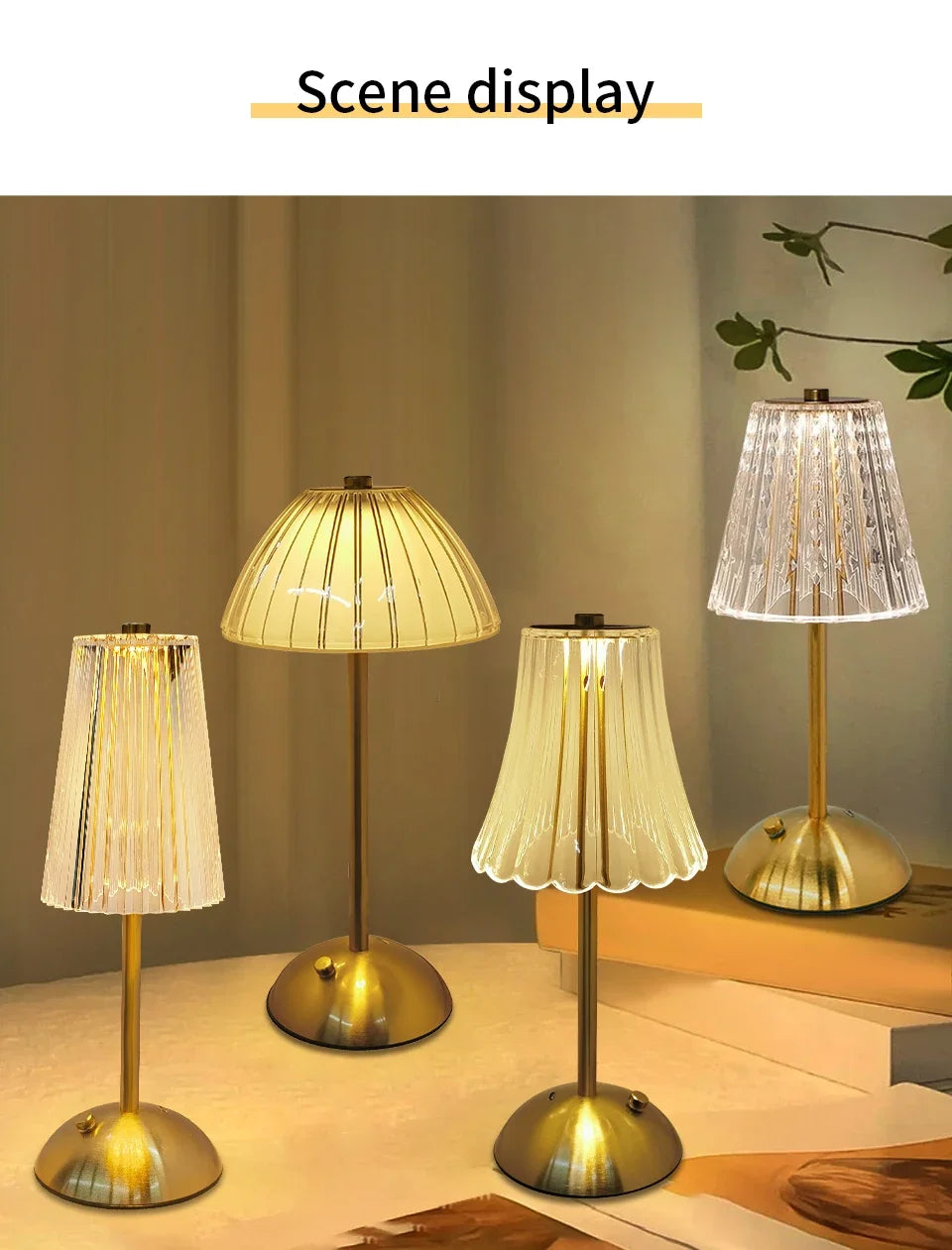 Dimmable LED Desktop Night Lamp – Touch Sensor, Rechargeable & Wireless | Shopyye