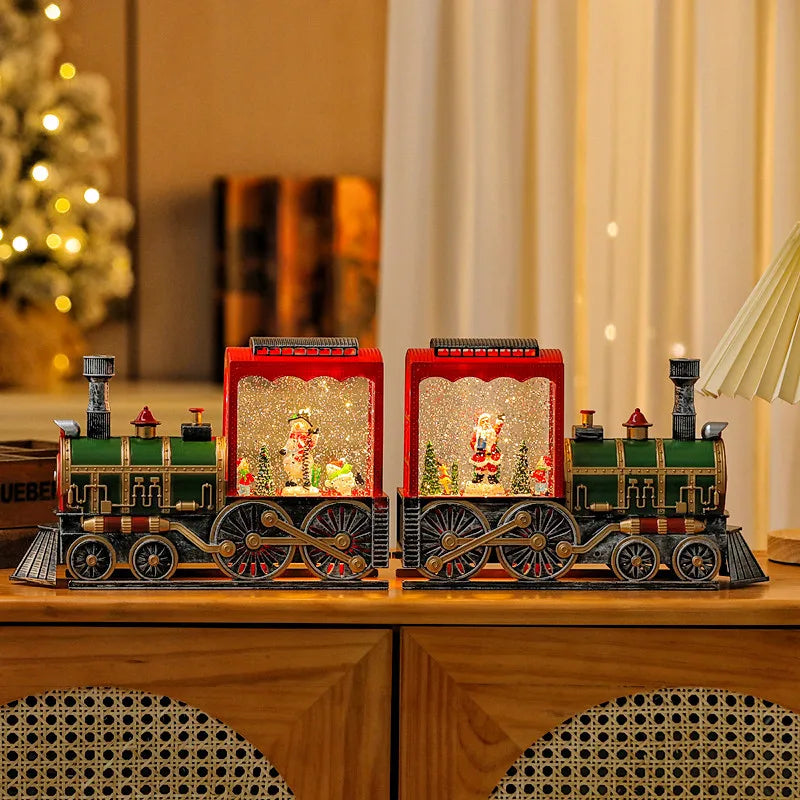 Christmas Train Ornaments – Holiday Table Decoration with Crystal Ball | Shopyye