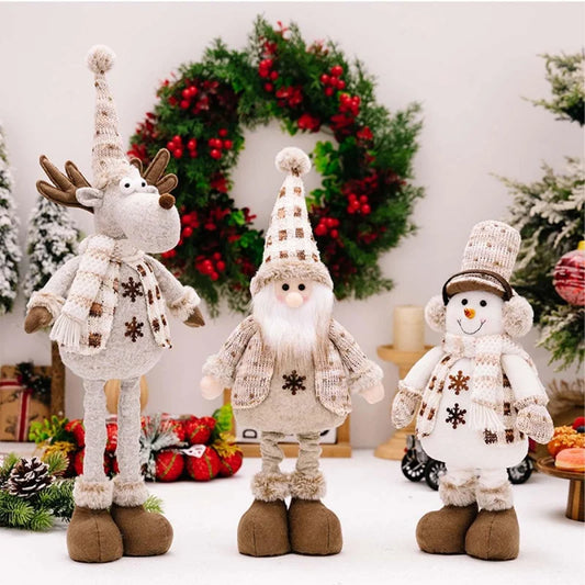 Adjustable Plush Christmas Dolls – Santa, Snowman & Reindeer Ornaments | Shopyye