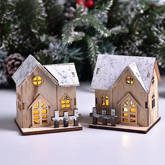 Christmas LED Light Wooden House – Luminous Cabin Holiday Decoration | Shopyye