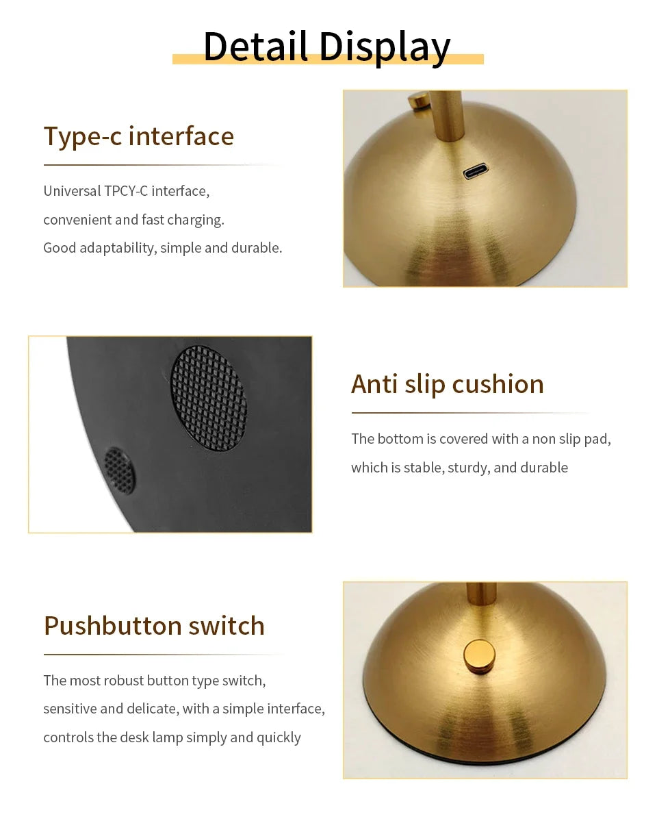 Dimmable LED Desktop Night Lamp – Touch Sensor, Rechargeable & Wireless | Shopyye