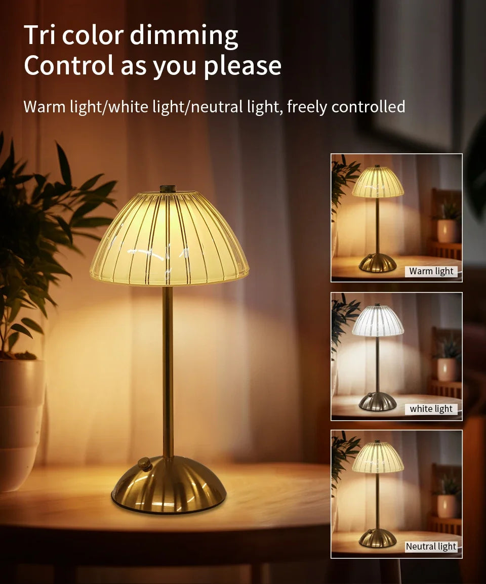 Dimmable LED Desktop Night Lamp – Touch Sensor, Rechargeable & Wireless | Shopyye