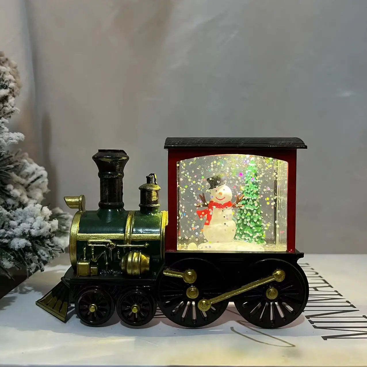Christmas Train Ornaments – Holiday Table Decoration with Crystal Ball | Shopyye