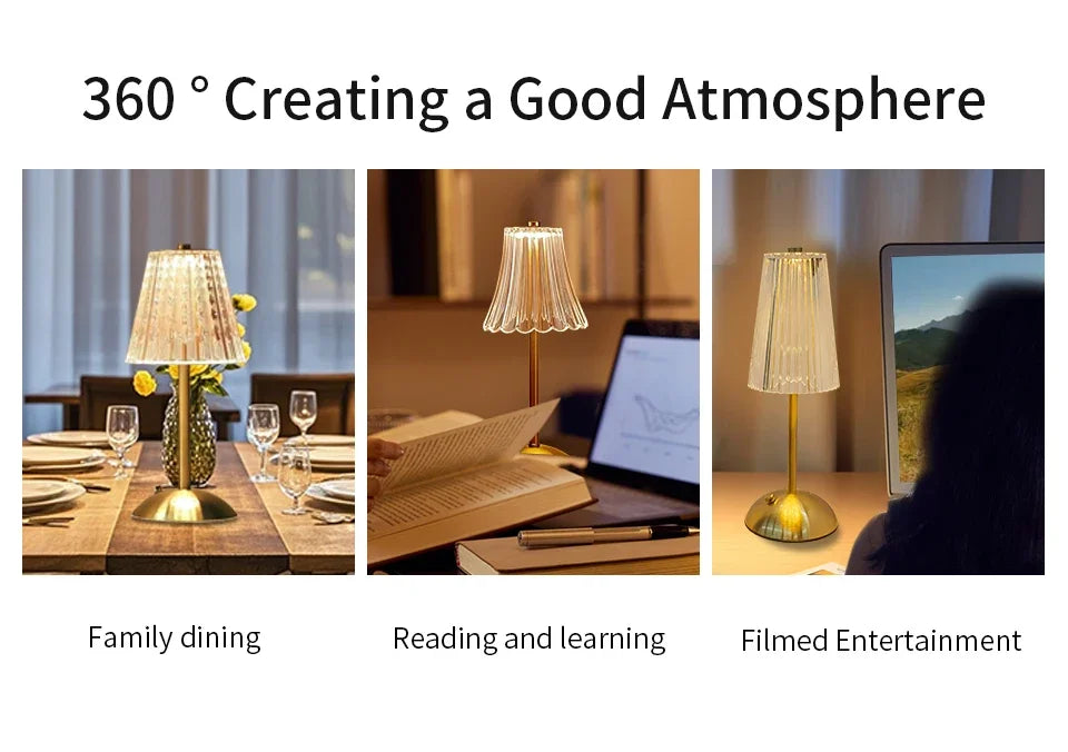 Dimmable LED Desktop Night Lamp – Touch Sensor, Rechargeable & Wireless | Shopyye