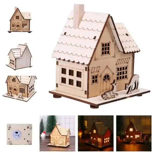 Christmas LED Light Wooden House – DIY Xmas Tree & Holiday Décor | Shopyye
